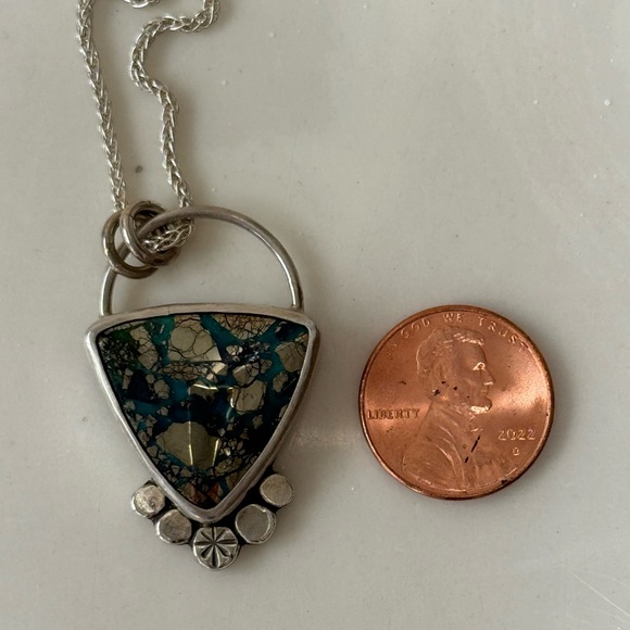 Silver Muse Nacozari Turquoise Trillion Pendant with Star - Picture 6 of 11